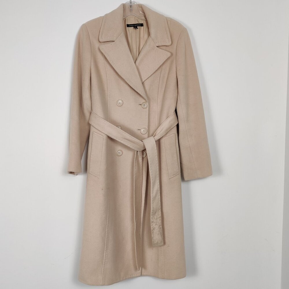Sandra Angelozzi Women's Wool Coat Size 38 Beige Quiet Luxury Old Money Timeless